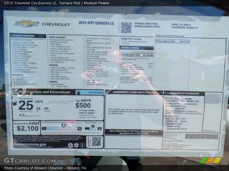 Furnace Red / Medium Pewter 2015 Chevrolet City Express LS