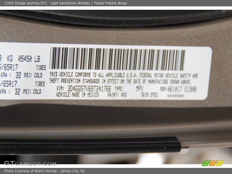 Light Sandstone Metallic / Pastel Pebble Beige 2009 Dodge Journey SXT