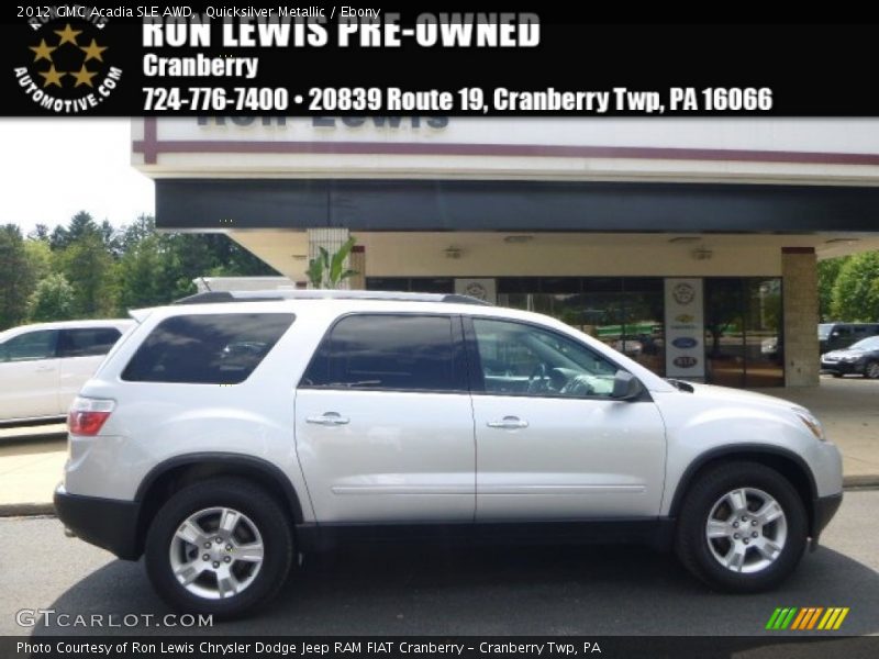 Quicksilver Metallic / Ebony 2012 GMC Acadia SLE AWD