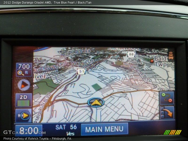 True Blue Pearl / Black/Tan 2012 Dodge Durango Citadel AWD