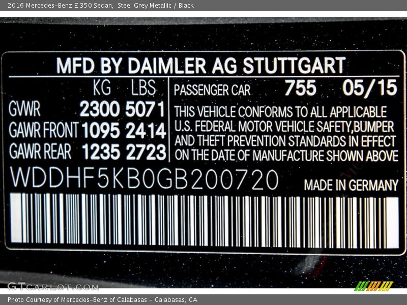Steel Grey Metallic / Black 2016 Mercedes-Benz E 350 Sedan