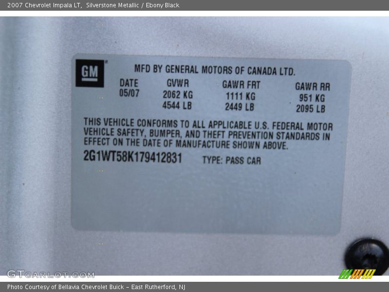 Silverstone Metallic / Ebony Black 2007 Chevrolet Impala LT