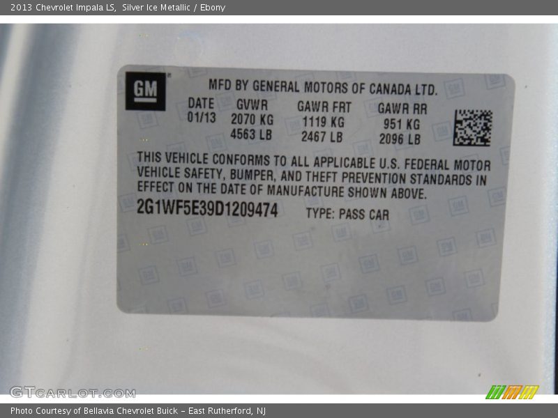 Silver Ice Metallic / Ebony 2013 Chevrolet Impala LS
