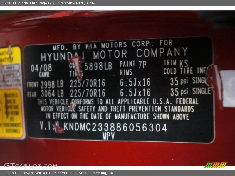 Cranberry Red / Gray 2008 Hyundai Entourage GLS