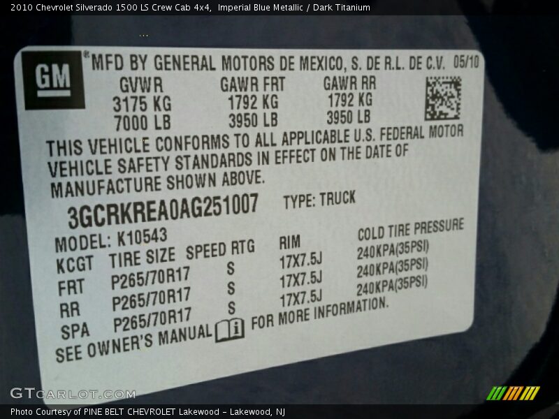 Imperial Blue Metallic / Dark Titanium 2010 Chevrolet Silverado 1500 LS Crew Cab 4x4