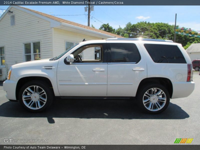 White Diamond Tricoat / Cashmere/Cocoa 2014 Cadillac Escalade Premium AWD