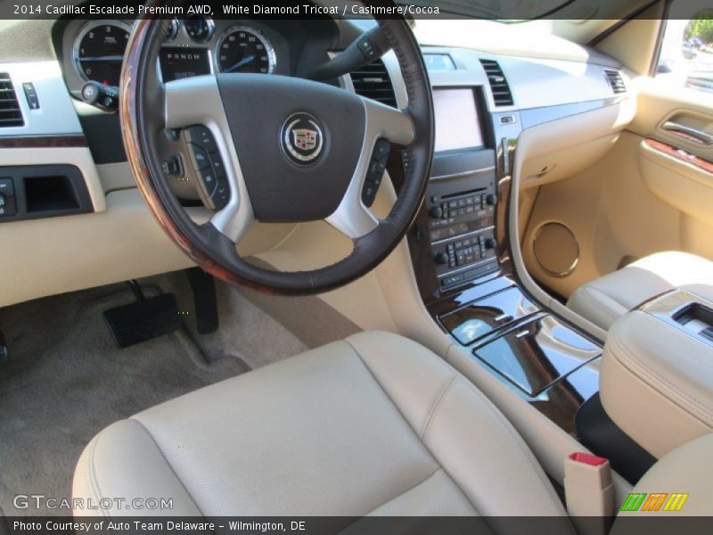 White Diamond Tricoat / Cashmere/Cocoa 2014 Cadillac Escalade Premium AWD