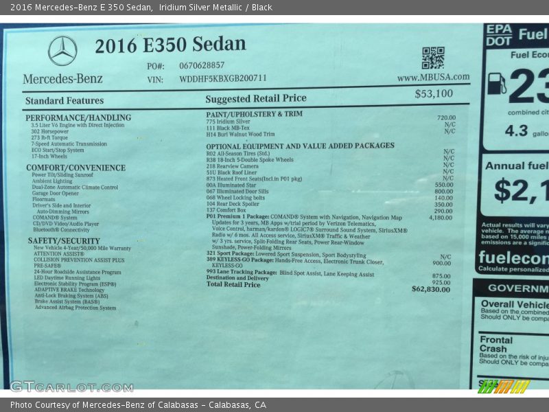 Iridium Silver Metallic / Black 2016 Mercedes-Benz E 350 Sedan