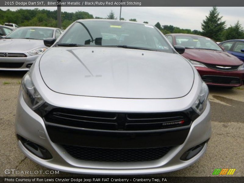 Billet Silver Metallic / Black/Ruby Red Accent Stitching 2015 Dodge Dart SXT