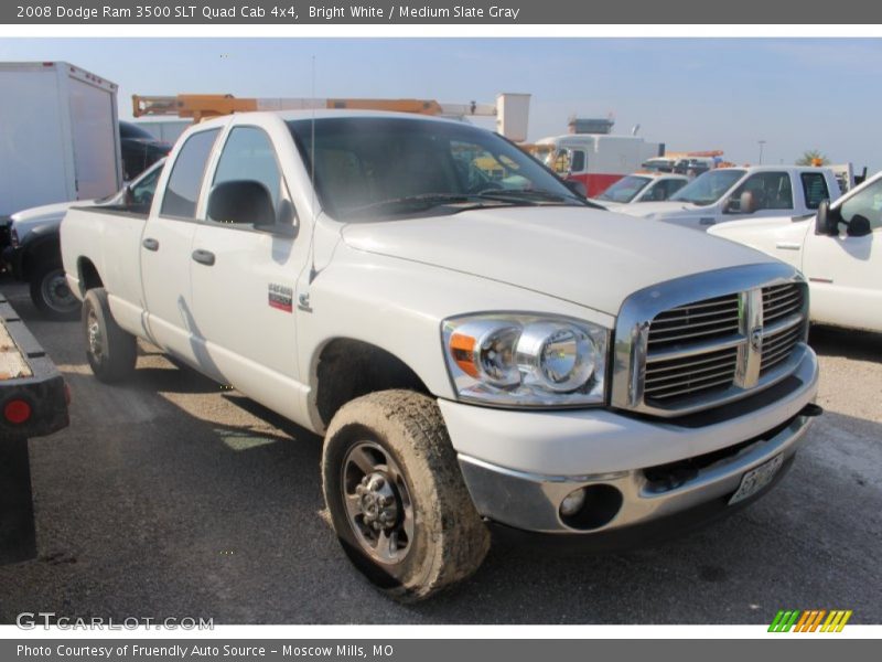 Bright White / Medium Slate Gray 2008 Dodge Ram 3500 SLT Quad Cab 4x4