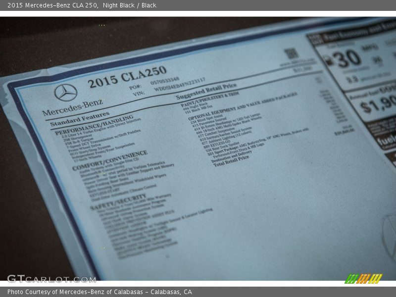 Night Black / Black 2015 Mercedes-Benz CLA 250