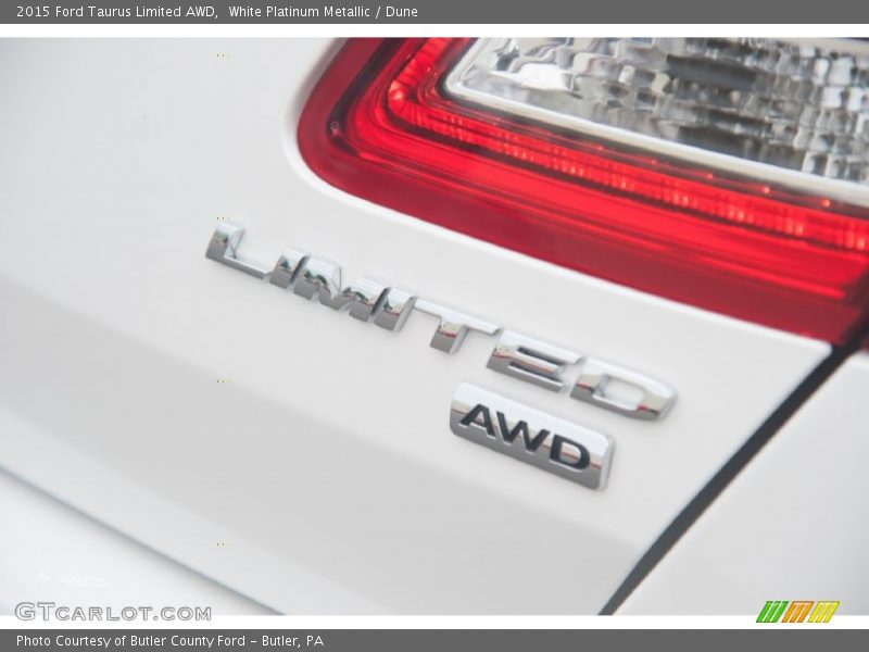 White Platinum Metallic / Dune 2015 Ford Taurus Limited AWD