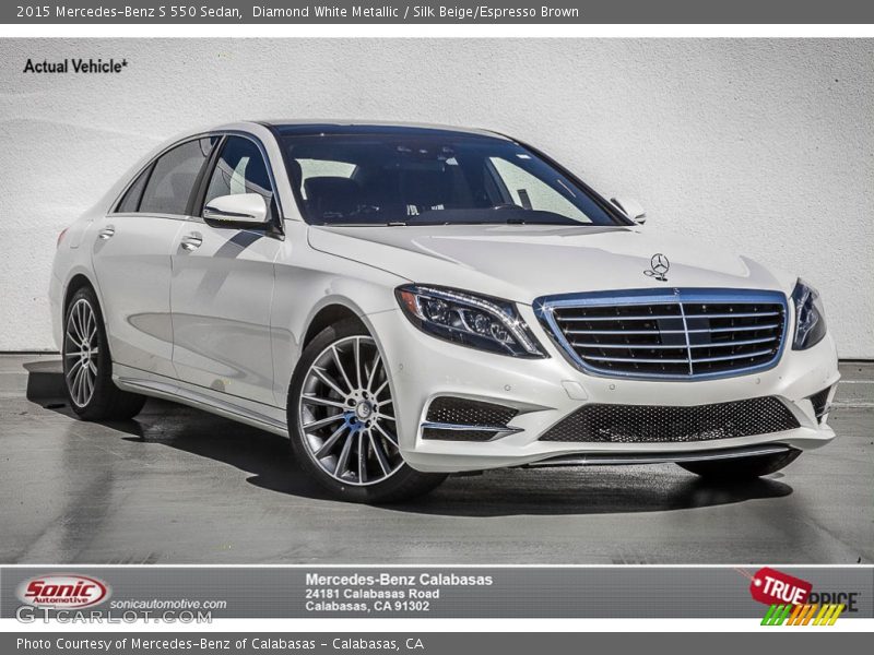 Diamond White Metallic / Silk Beige/Espresso Brown 2015 Mercedes-Benz S 550 Sedan