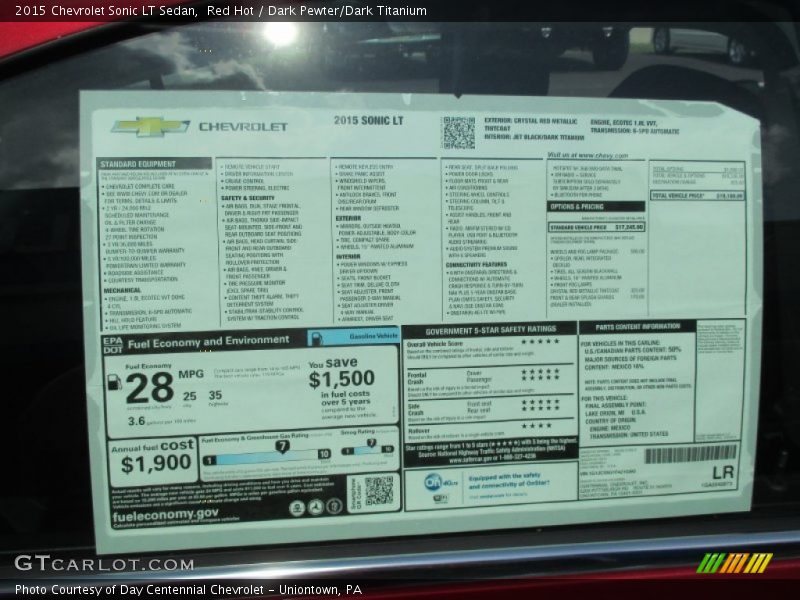 Red Hot / Dark Pewter/Dark Titanium 2015 Chevrolet Sonic LT Sedan
