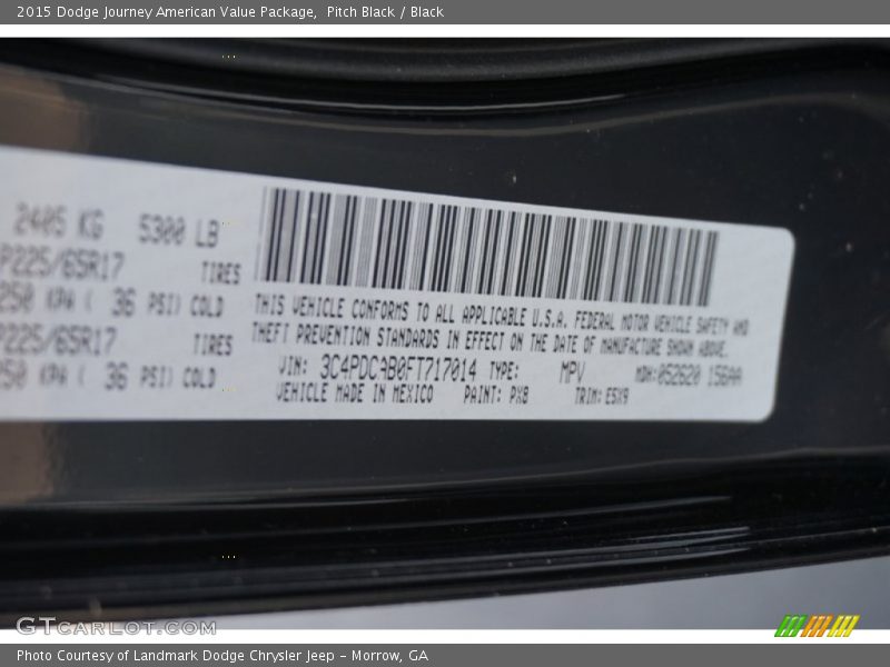 Pitch Black / Black 2015 Dodge Journey American Value Package