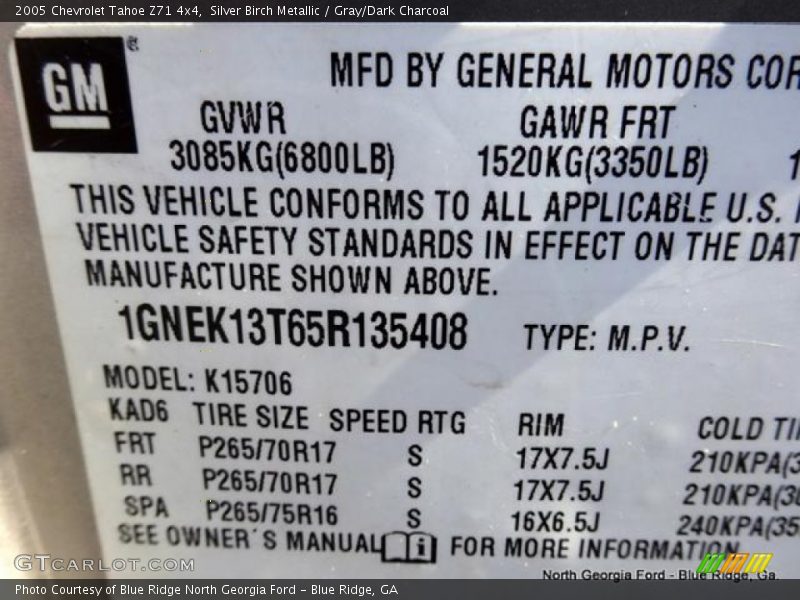Silver Birch Metallic / Gray/Dark Charcoal 2005 Chevrolet Tahoe Z71 4x4