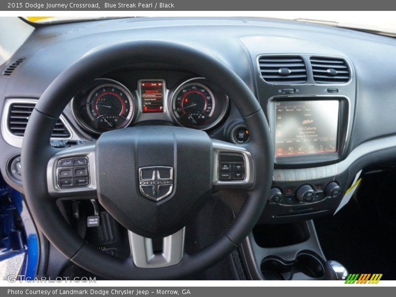 Blue Streak Pearl / Black 2015 Dodge Journey Crossroad