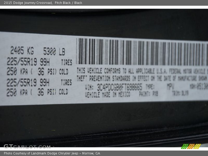 Pitch Black / Black 2015 Dodge Journey Crossroad