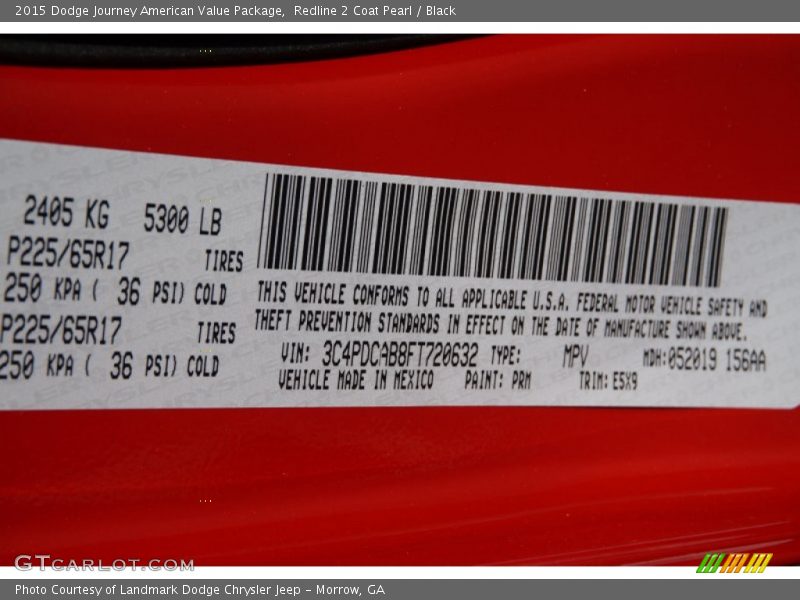 Redline 2 Coat Pearl / Black 2015 Dodge Journey American Value Package
