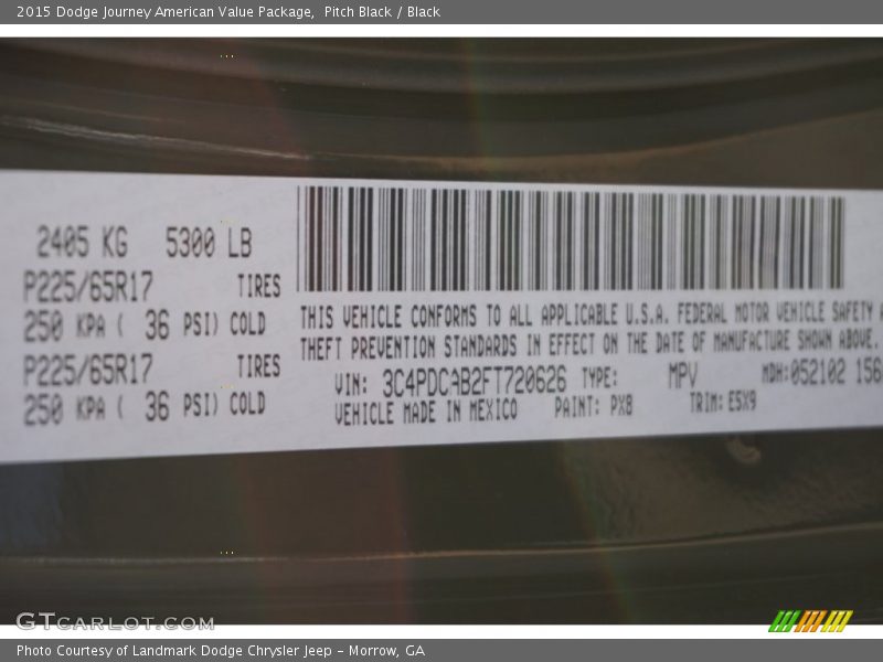 Pitch Black / Black 2015 Dodge Journey American Value Package
