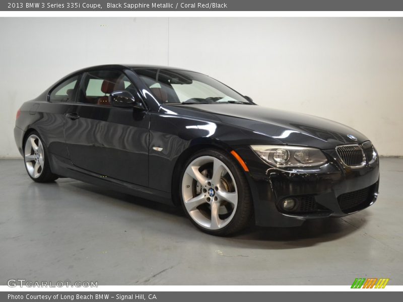 Black Sapphire Metallic / Coral Red/Black 2013 BMW 3 Series 335i Coupe