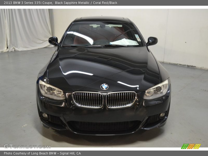 Black Sapphire Metallic / Coral Red/Black 2013 BMW 3 Series 335i Coupe
