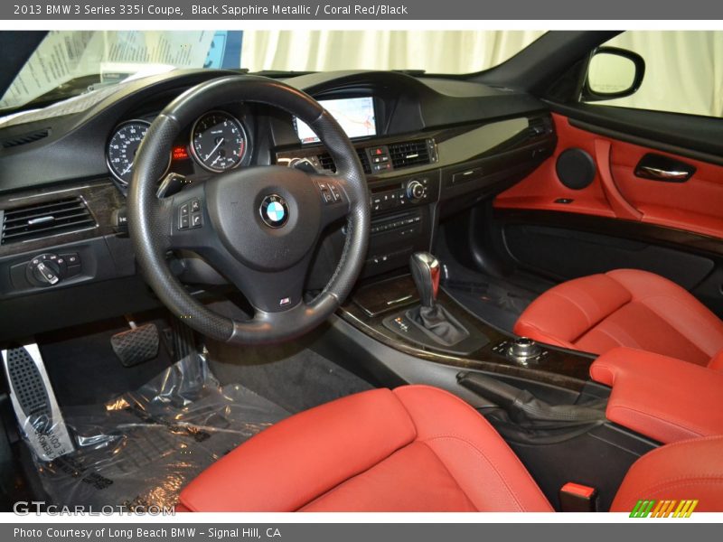 Black Sapphire Metallic / Coral Red/Black 2013 BMW 3 Series 335i Coupe