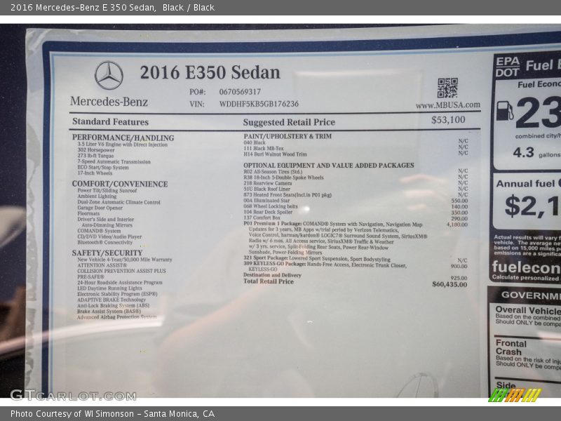 Black / Black 2016 Mercedes-Benz E 350 Sedan