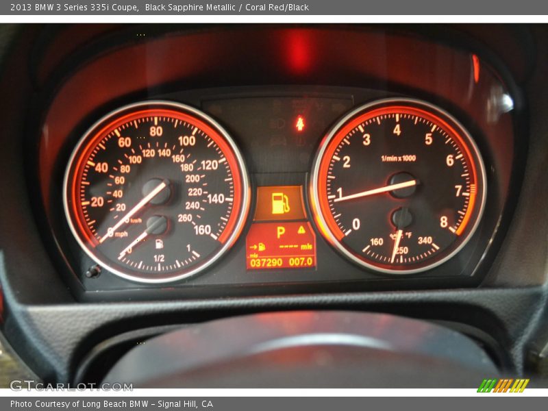 Black Sapphire Metallic / Coral Red/Black 2013 BMW 3 Series 335i Coupe