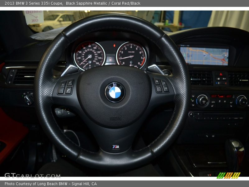 Black Sapphire Metallic / Coral Red/Black 2013 BMW 3 Series 335i Coupe