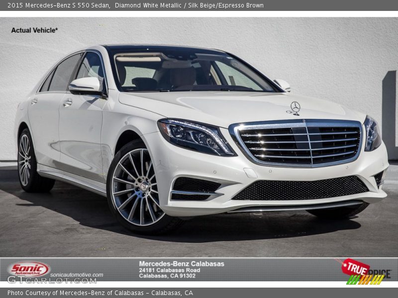 Diamond White Metallic / Silk Beige/Espresso Brown 2015 Mercedes-Benz S 550 Sedan