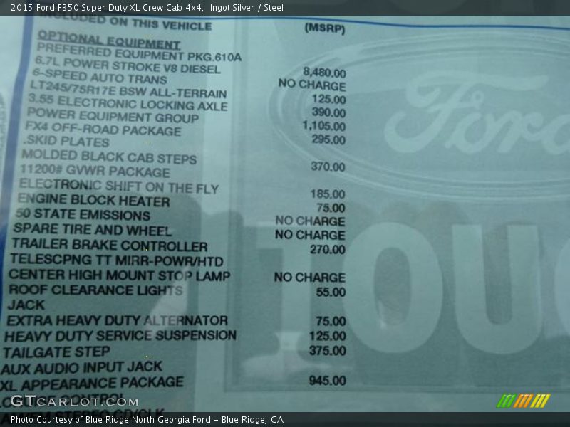 Ingot Silver / Steel 2015 Ford F350 Super Duty XL Crew Cab 4x4