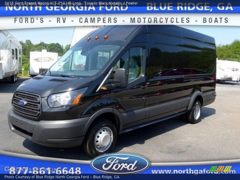 Tuxedo Black Metallic / Pewter 2015 Ford Transit Wagon XLT 350 HR Long