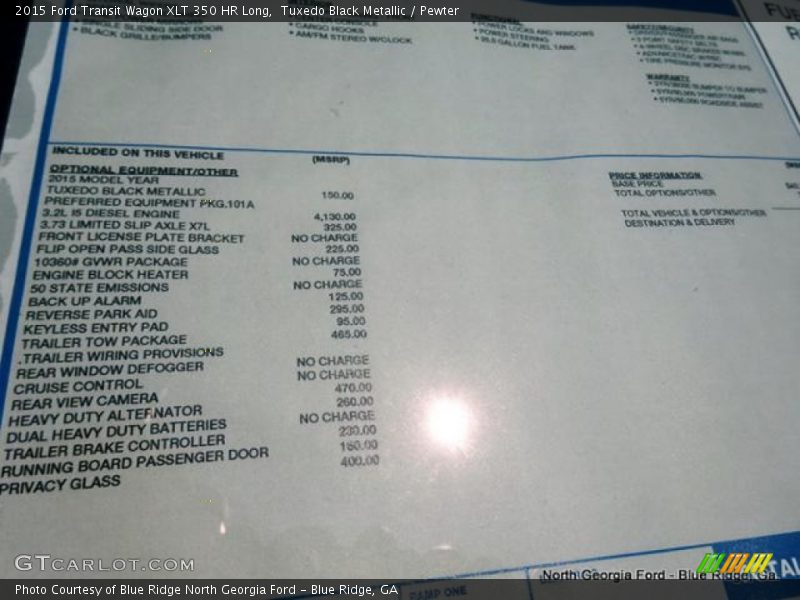 Tuxedo Black Metallic / Pewter 2015 Ford Transit Wagon XLT 350 HR Long
