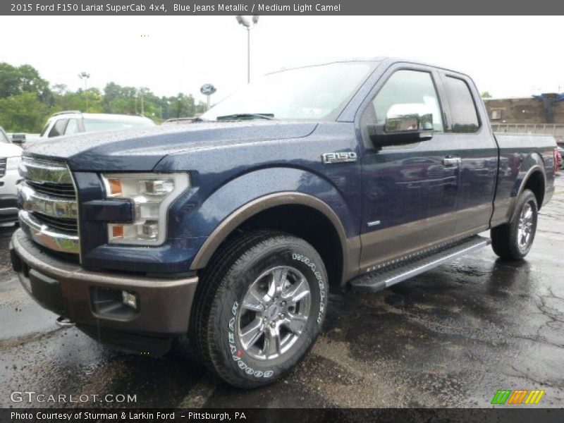 Blue Jeans Metallic / Medium Light Camel 2015 Ford F150 Lariat SuperCab 4x4