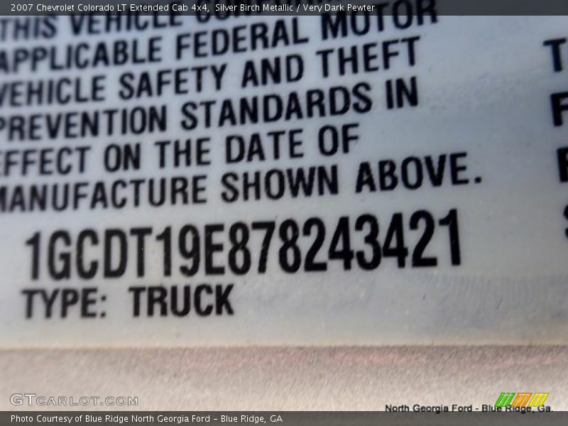 Silver Birch Metallic / Very Dark Pewter 2007 Chevrolet Colorado LT Extended Cab 4x4
