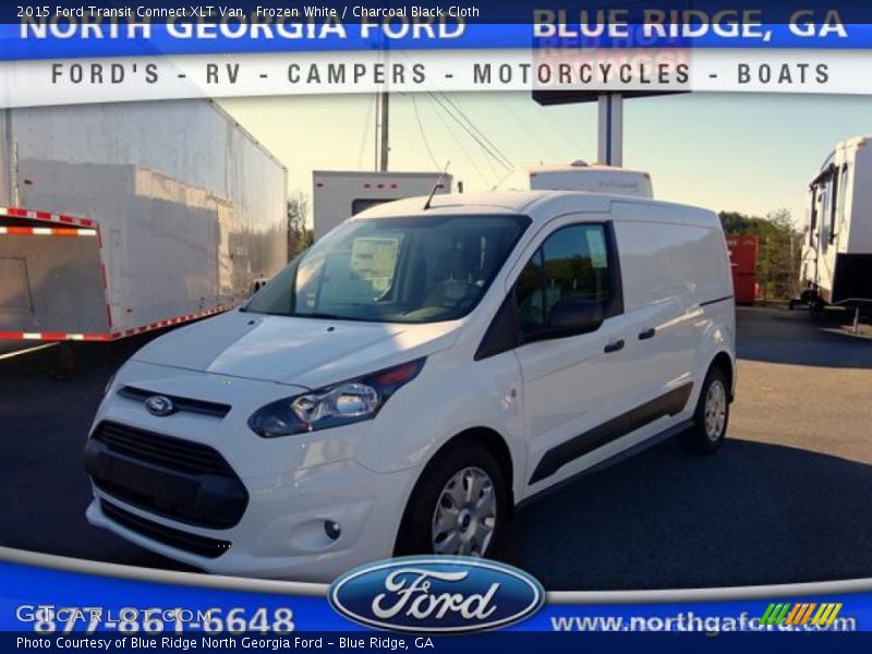Frozen White / Charcoal Black Cloth 2015 Ford Transit Connect XLT Van