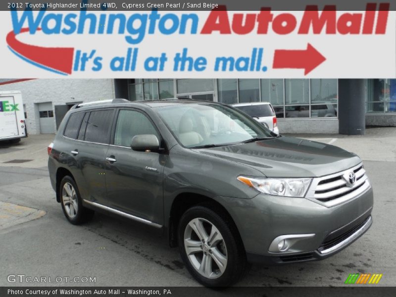 Cypress Green Pearl / Sand Beige 2012 Toyota Highlander Limited 4WD