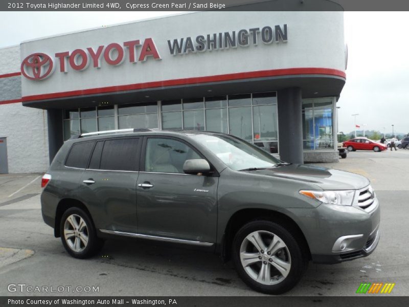 Cypress Green Pearl / Sand Beige 2012 Toyota Highlander Limited 4WD