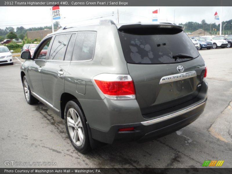 Cypress Green Pearl / Sand Beige 2012 Toyota Highlander Limited 4WD