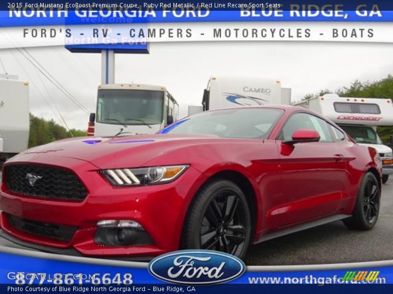 Ruby Red Metallic / Red Line Recaro Sport Seats 2015 Ford Mustang EcoBoost Premium Coupe