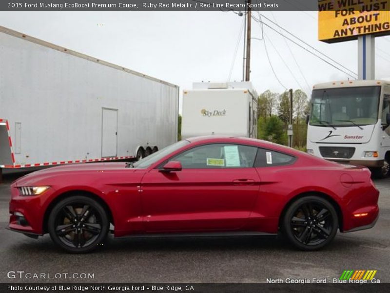 Ruby Red Metallic / Red Line Recaro Sport Seats 2015 Ford Mustang EcoBoost Premium Coupe