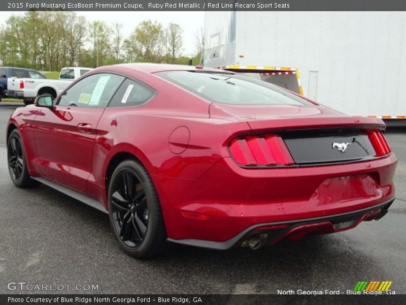 Ruby Red Metallic / Red Line Recaro Sport Seats 2015 Ford Mustang EcoBoost Premium Coupe