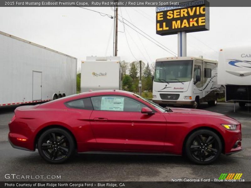 Ruby Red Metallic / Red Line Recaro Sport Seats 2015 Ford Mustang EcoBoost Premium Coupe
