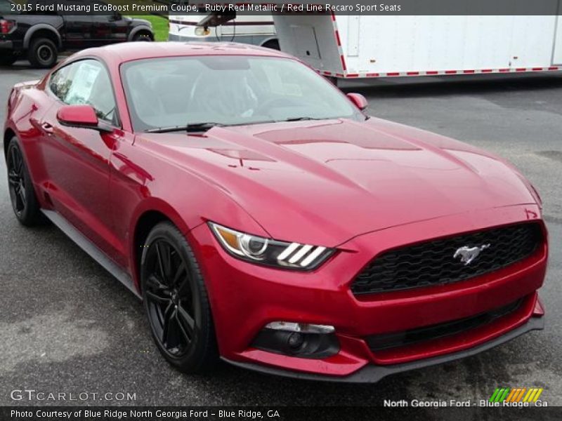 Ruby Red Metallic / Red Line Recaro Sport Seats 2015 Ford Mustang EcoBoost Premium Coupe