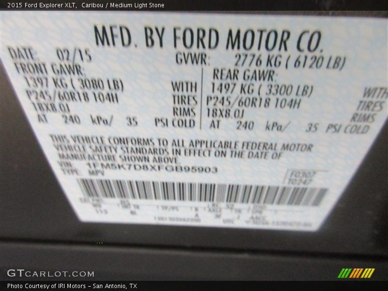 Caribou / Medium Light Stone 2015 Ford Explorer XLT
