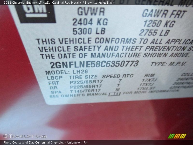 Cardinal Red Metallic / Brownstone/Jet Black 2012 Chevrolet Equinox LT AWD