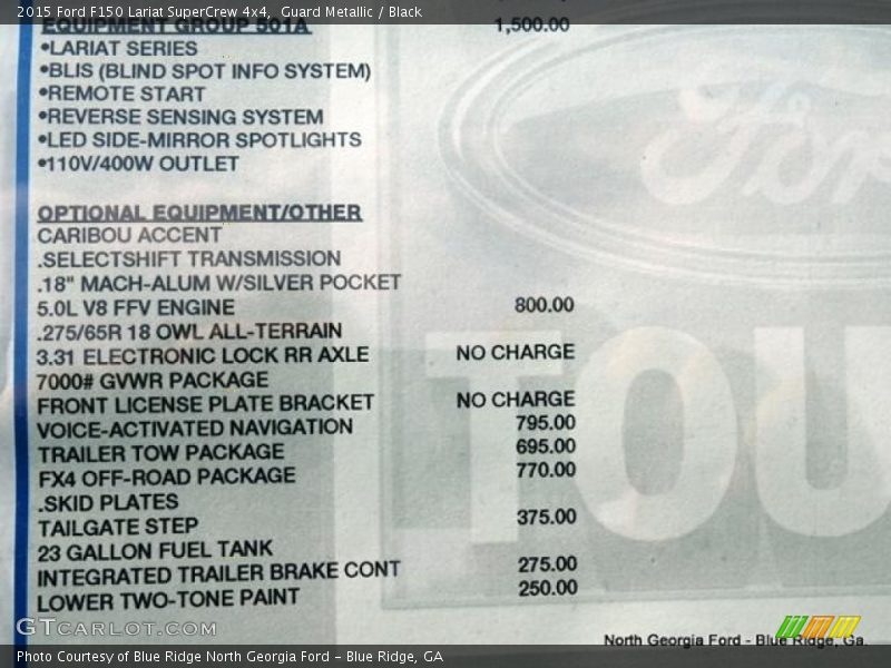 Guard Metallic / Black 2015 Ford F150 Lariat SuperCrew 4x4