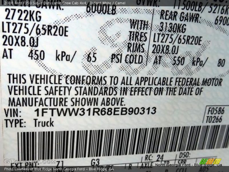 Oxford White / Camel 2008 Ford F350 Super Duty Lariat Crew Cab 4x4