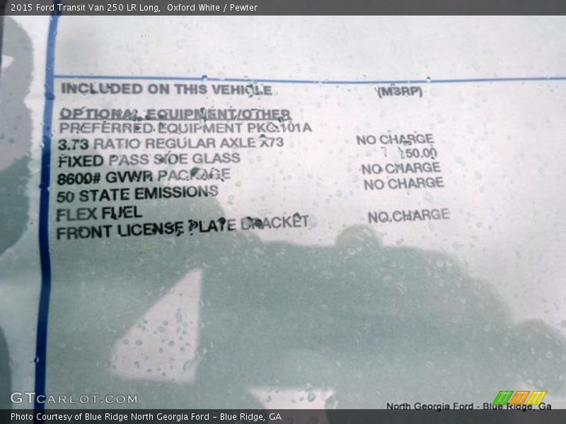 Oxford White / Pewter 2015 Ford Transit Van 250 LR Long